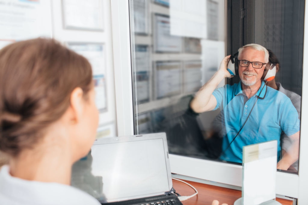 Senior,Man,Getting,A,Hearing,Test,At,A,Doctors,Office,